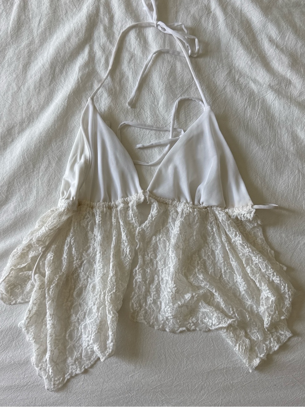 White Lace Halter Babydoll Top